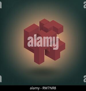 Abstrakte geometrische Verfassen tridimension Würfel, schwebenden Isometrische quadratische Form Bündel, Tetris und Puzzle. Vector Illustration für Management, Kaffee Stock Vektor