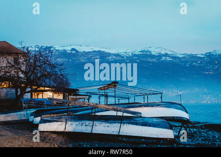 Außerhalb der Saison in Ohrid, Mazedonien Stockfoto