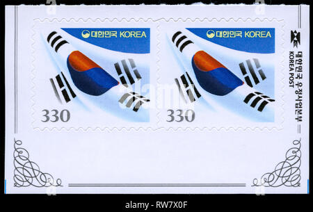 Zwei Briefmarken aus Südkorea Herausgegeben im Jahr 2017 Stockfoto