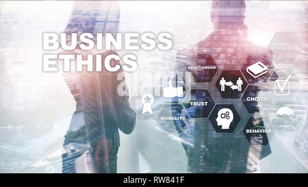 Business Ethnics Philosophie Verantwortung Ehrlichkeit Konzept. Mixed media Hintergrund. Stockfoto