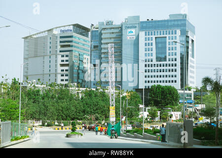 Meenakshi Tech Park ist der state-of-the-art Building Häuser führenden Softwareunternehmen delotte Jda, xlinx in Hyderabad, Indien. Stockfoto