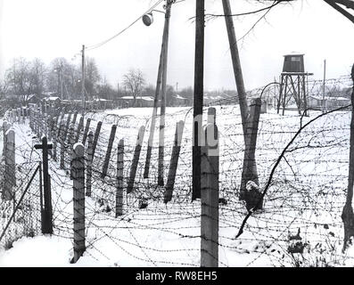 November 23, 1962, Berlin, Neukölln, Sackfuehrer Damm. Grenze im Winter Stockfoto