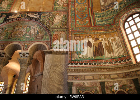 Italien. Ravenna. Basilika von San Vitale. Byzantinische römischen Mosaiken. Im Inneren. Stockfoto