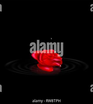 Dunkelheit und die abstrakte rote Rose mit schwarzen Tropfen Stock Vektor