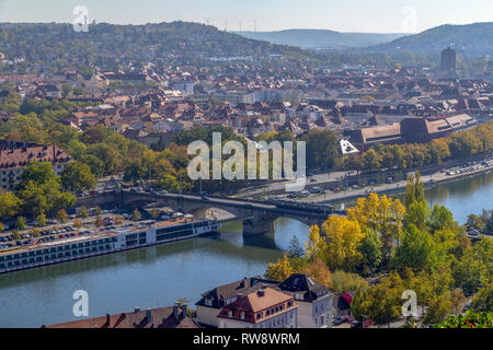 Luftaufnahme von Würzburg, eine fränkische Stadt in Bayern, Deutschland Stockfoto