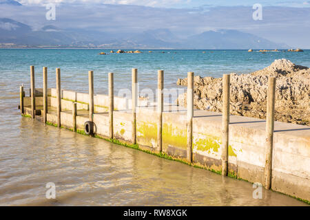 Pier in Kaikoura, Neuseeland Küste Stockfoto