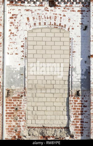 Ummauerten Fenster auf einer Hauswand, alten Fabrikgebäude, BWK, Bremer Wollkämmerei, Bremen-Blumenthal, Bremen, Deutschland, Europa Stockfoto