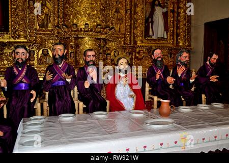 Erholung der letzten Abendessen - Heilige Woche in das Heiligtum Ntra Sra Asuncion in CHACAS. Abteilung der Ancash. PERU Stockfoto