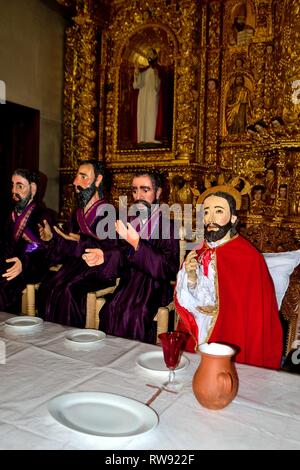 Erholung der letzten Abendessen - Heilige Woche in das Heiligtum Ntra Sra Asuncion in CHACAS. Abteilung der Ancash. PERU Stockfoto