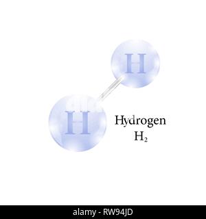 Das Molekül von Wasserstoff. Chemisches Element des Periodensystems. Stock Vektor