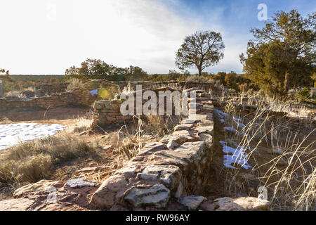 Mule Canyon Ruinen entlang der Autobahn zwischen Blanding und Natural Bridges National Monument, alte Bauweise mit Sandstein Ziegelsteine Stockfoto