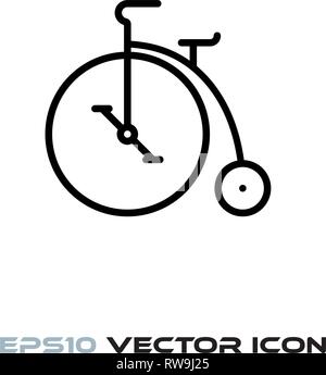 Vintage hohe Bike flache Linie Symbol Vektor illustration Stock Vektor