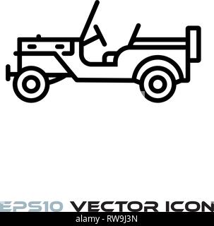 Vintage Military offroad Fahrzeug flache Linie Symbol Vektor illustration Stock Vektor