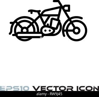 Oldtimer Motorrad flache Linie Symbol Vektor illustration Stock Vektor