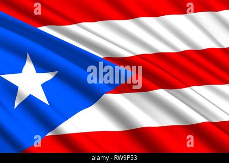 Wehende Flagge von Puerto Rico. Vector Illustration Stock Vektor