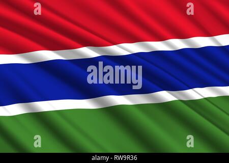 Wehende Flagge von Gambia. Vector Illustration Stock Vektor