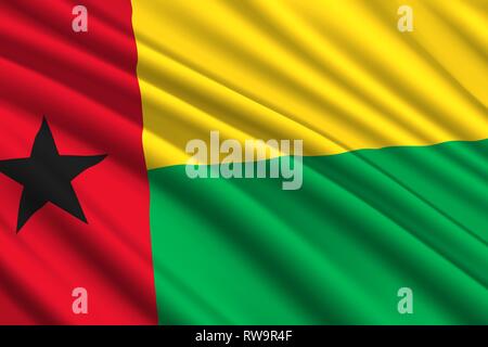 Wehende Flagge von Guinea-Bissau. Vector Illustration Stock Vektor