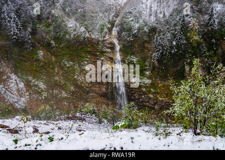 Gelin Tulu Wasserfall von der Kackar Berge im Dorf Ayder, Stadt Rize, Türkei fallen Stockfoto