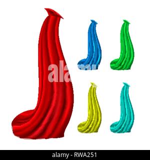 Mantel mit roter Seide Tuch Set Vektor. Fabric winkende Gestalt. Velvet textile Vorhänge. 3D realistische Dekoration Element isoliert Abbildung Stock Vektor