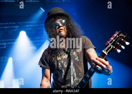 Norwegen, Oslo - Februar 27., 2019. Die Amerikanischen Musiker und Gitarrist Slash führt ein Live Konzert mit Myles Kennedy & die Verschwörer auf Sentrum Scene in Oslo. (Foto: Gonzales Foto - Terje Dokken). Stockfoto