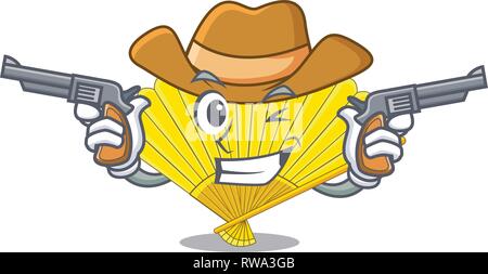 Cowboy Falten cartoon Fan in der Tasche Stock Vektor