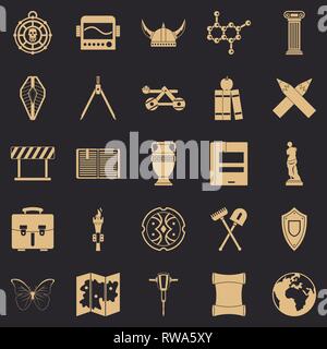 Archäologie-Symbole-Set, einfachen Stil Stock Vektor