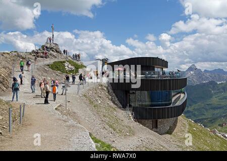 Nebelhornbahn sind nach Bergstation, Nebelhorn, Oberstdorf, Allgäu, Bayern, Deutschland Stockfoto