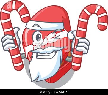 Santa mit Süßigkeiten Schokolade Herz Box oben cartoon Kühlschrank Stock Vektor