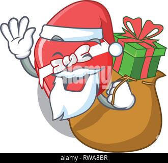 Weihnachtsmann mit Geschenk Schokolade Herzen Feld oben cartoon Kühlschrank Stock Vektor