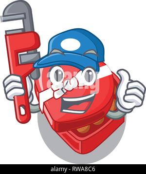 Klempner Schokolade Herzen Feld oben cartoon Kühlschrank Stock Vektor