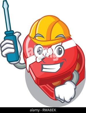 Automotive Schokolade Herzen Feld oben cartoon Kühlschrank Stock Vektor