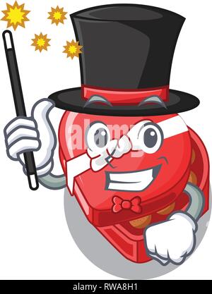 Magier Schokolade Herzen Feld oben cartoon Kühlschrank Stock Vektor