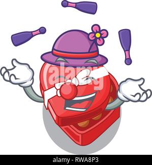 Jonglieren Schokolade Herzen Feld oben cartoon Kühlschrank Stock Vektor