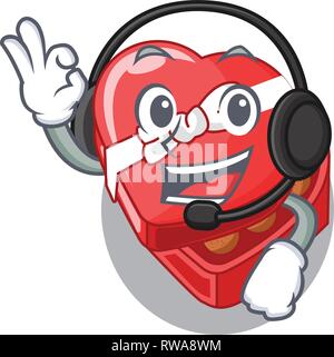 Mit Kopfhörer Schokolade Herzen Feld oben cartoon Kühlschrank Stock Vektor