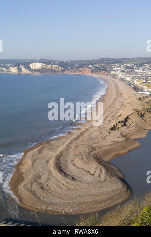 Seaton Strand und Spucken bei Axmouth, East Devon, Großbritannien Stockfoto