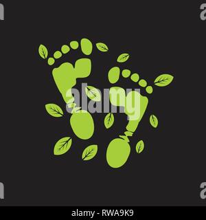 Foot Print leaf natürliche Lebensweise logo Vektor Stock Vektor