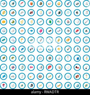 100 fertige Icons Set, isometrischen 3d Stil Stock Vektor
