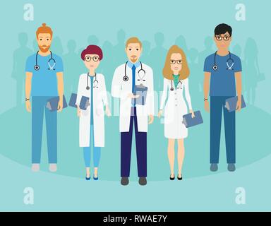 Einstellen der Ärzte Zeichen. Medizinisches Team Konzept in Vector Illustration Design. Stock Vektor