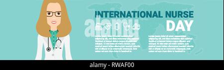 Vector Illustration für Internationale Krankenschwester Tag der Feier. Kann für Poster, Banner, Hintergründe, Symbol, Tapeten, Symbol, Abzeichen, Aufkleber verwendet werden, und Stock Vektor