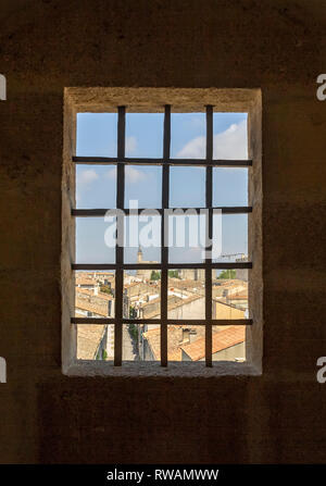 Architektonische Detail einer Gemeinde namens Aigues-Mortes in Frankreich Stockfoto