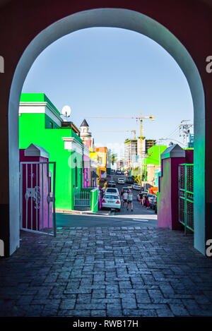 Die farbigen Häuser von Bo-Kaap, Kapstadt, Südafrika Stockfoto