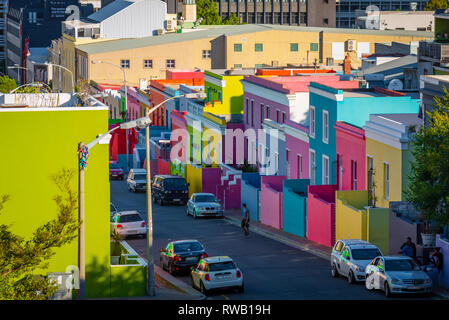 Die farbigen Häuser von Bo-Kaap, Kapstadt, Südafrika Stockfoto