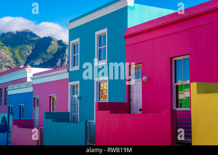 Die farbigen Häuser von Bo-Kaap, Kapstadt, Südafrika Stockfoto