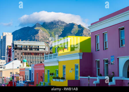 Die farbigen Häuser von Bo-Kaap, Kapstadt, Südafrika Stockfoto