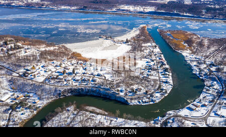 Winter in Saugerties, Esopus Creek, den Hudson River Ulster County, NY, USA Stockfoto