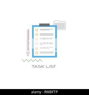 Papier Document Task Checkliste Zwischenablage Projekt Management planning Concept line style weißer Hintergrund Stock Vektor