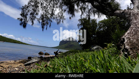 Le Morne Brabant ist eine Halbinsel im äußersten südwestlichen Zipfel der Insel Mauritius im Indischen Ozean auf der Windseite der Insel. Stockfoto