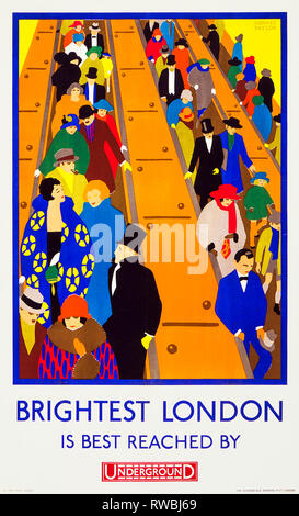 Art Deco, London Underground Poster - Brighest London is BEST REACH by Underground, Vintage Travel Poster, 1924 Stockfoto