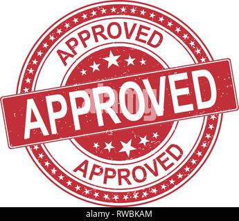 Genehmigte runde rote grungy Stempel isoliert auf weißem Stock Vektor