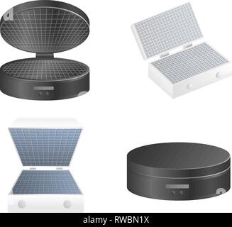 Waffel - Bügeleisen Icons, realistischen Stil Stock Vektor